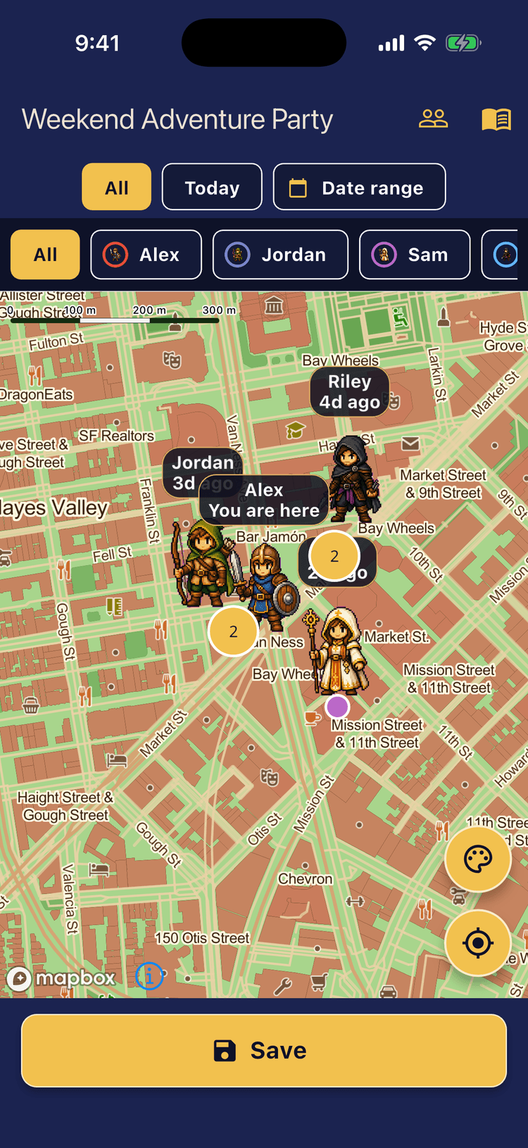 Every save on one shared map - Relive your party's places together