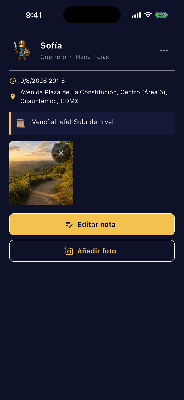 Conserva la historia de cada lugar - Añade una foto y una nota al guardar