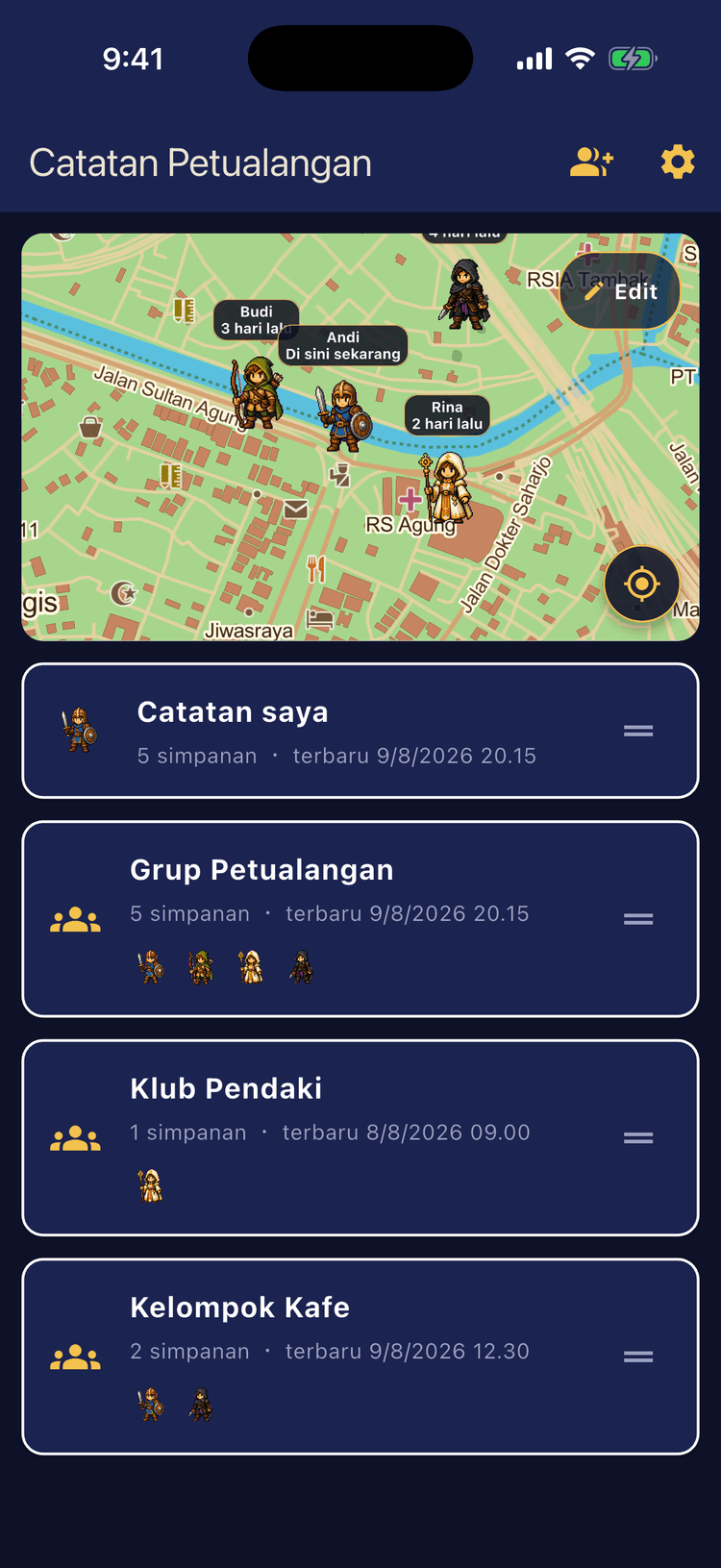 Lihat petualangan dengan mudah - Atur peta pribadi dan grupmu