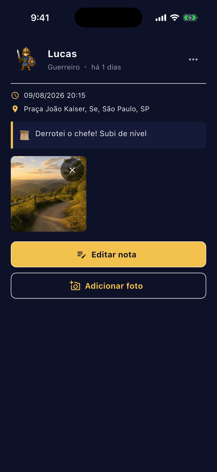 Guarde a história de cada lugar - Adicione foto e nota a cada registro